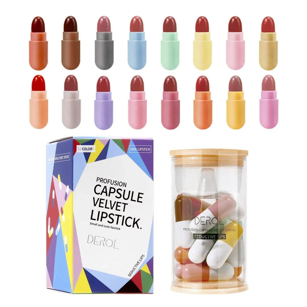 Beauty Gelanzi Mini Capsule Lipstick – 16 Pcs, 8 Colors Derol