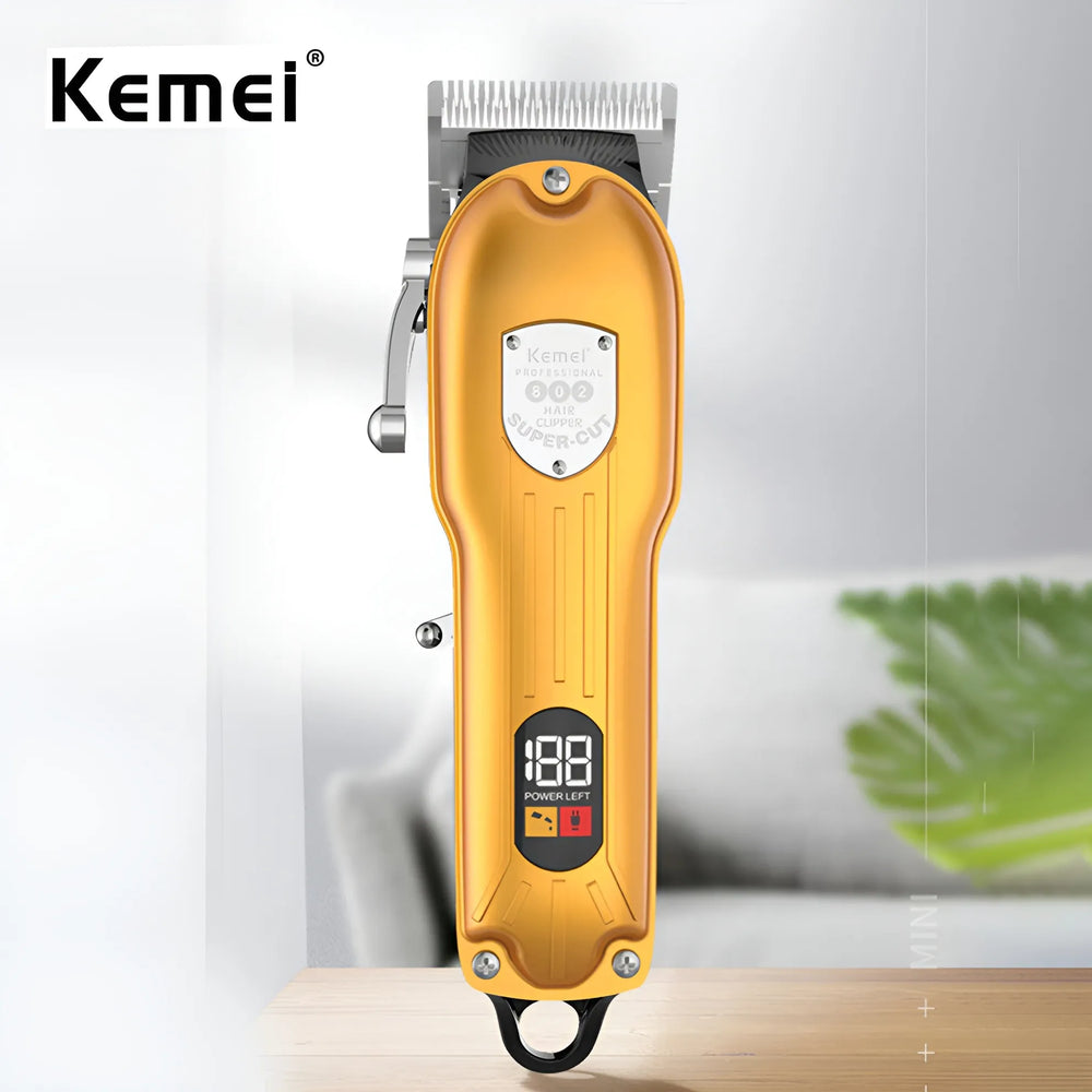 Kemei KM-802 Metal Engraving Hair Clipper with LED Display for Men Kemei