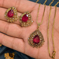Zircon Locket Set – Locket & Earrings Cosmia