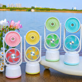 Rechargeable Dual Head Cooling Mist Fan, Children's Student Fan Cosmia.pk
