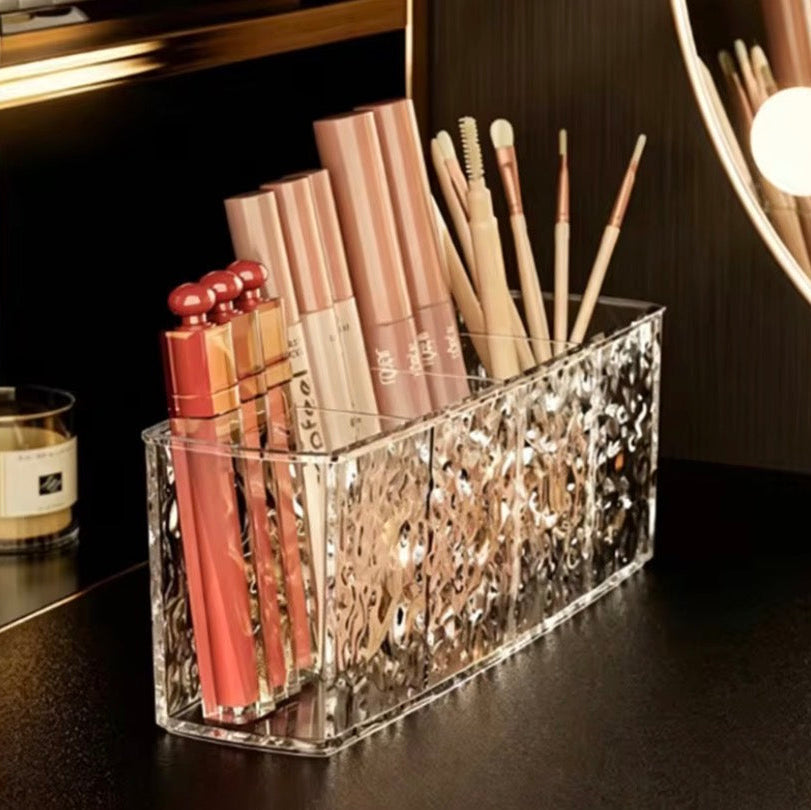4 Grid Makeup Brush Pen Holder Multi Compartment Rippled Divided Cosmia.pk