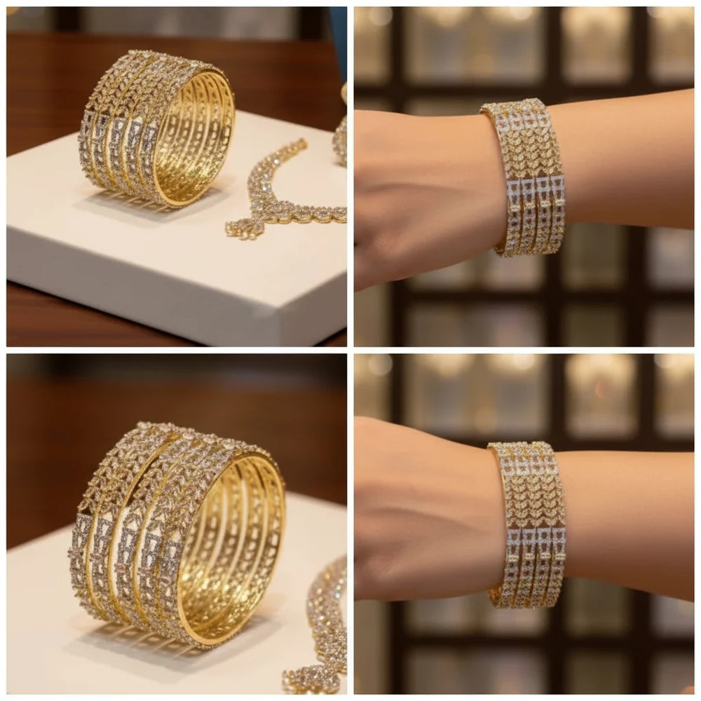 Luxury ZIRCON AD Bangles – 4 Piece Elegant Set Cosmia