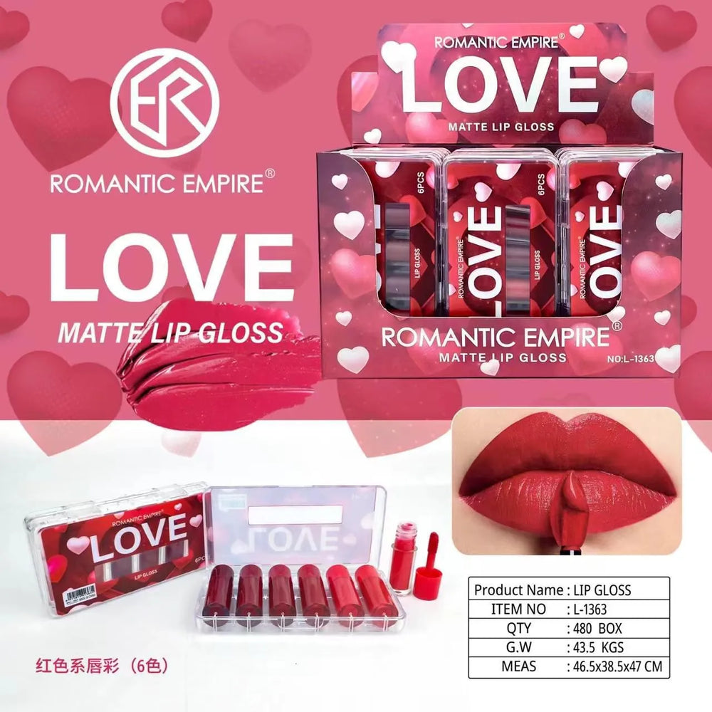 ROMANTIC EMPIRE Love Matte Lip Gloss (6Pcs) ROMANTIC EMPIRE