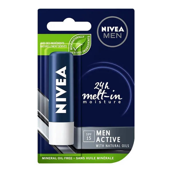 Nivea Lips Balm Active For Men Spf15 - 4.8g Nivea