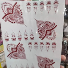 Waterproof Mehndi Tattoo Stickers – Red Henna Designs Cosmia.pk