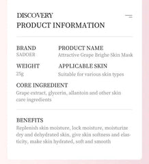 Sadoer Botany And Fruits Grape Bright Skin Face Sheet Mask - 25g Sadoer