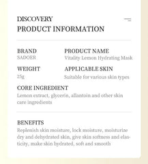 Sadoer Botany And Fruits Lemon Skin Beauty Face Sheet Mask - 25g Sadoer