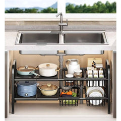 Extendable Under Sink Storage Rack with Baskets Cosmia.pk