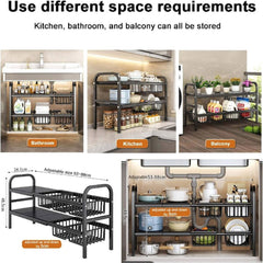 Extendable Under Sink Storage Rack with Baskets Cosmia.pk
