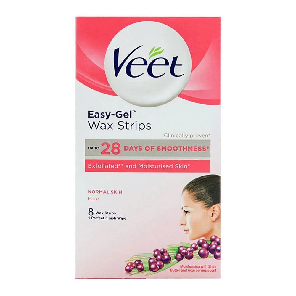 Veet Easy-Gel Face Wax Strips, For Normal Skin, 8-Pack Veet