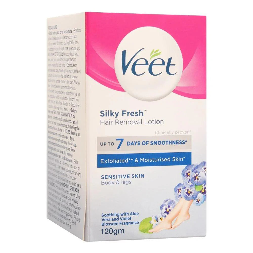 Veet Silky Fresh Sensitive Skin Hair Removal Lotion, Body & Legs - 120g Veet