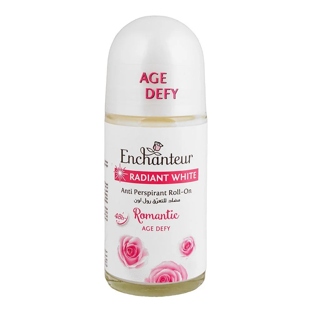 Enchanteur Radiant White Age Defy Romantic Roll-On For Women, 48 Hours Lasting, Anti-Perspirant- 50ml Enchanteur