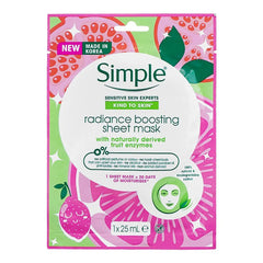 Simple Sensitive Skin Experts – Fruit Enzymes Radiance Boosting Sheet Mask - 25ml Simple