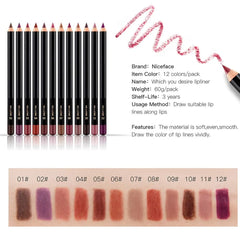 Nice Face 12 Colors Matte Lip Liner Pencil Set Nice Face