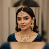 Rose Bridal Color Necklace Set with Earrings & Tikka Cosmia