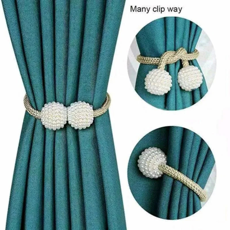 Magnetic Pearl Curtain Clip Tie Buckle Holder Cosmia.pk