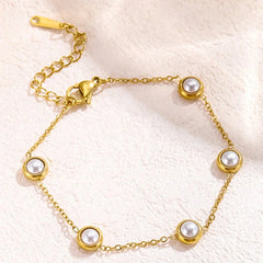 Stainless Steel White Pearl Bracelet for Women Cosmia