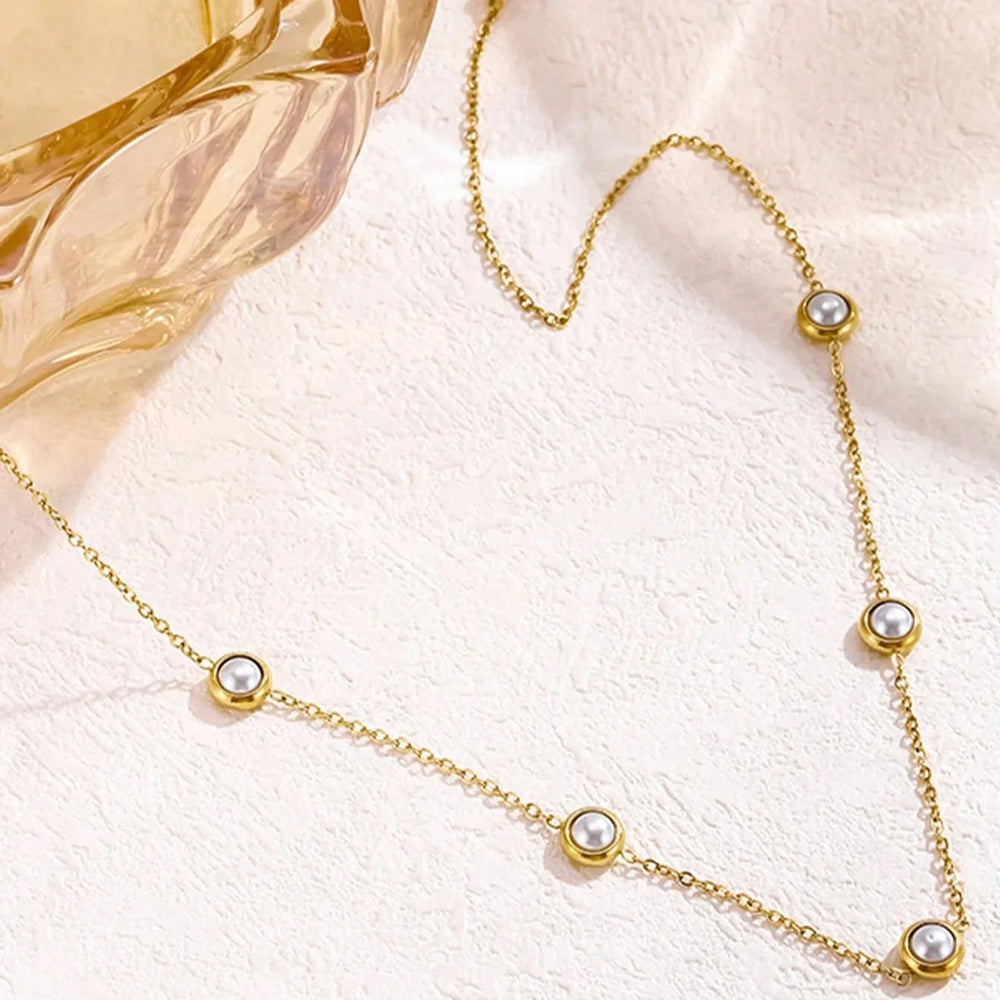 Modern Pearl Accent Necklace Cosmia
