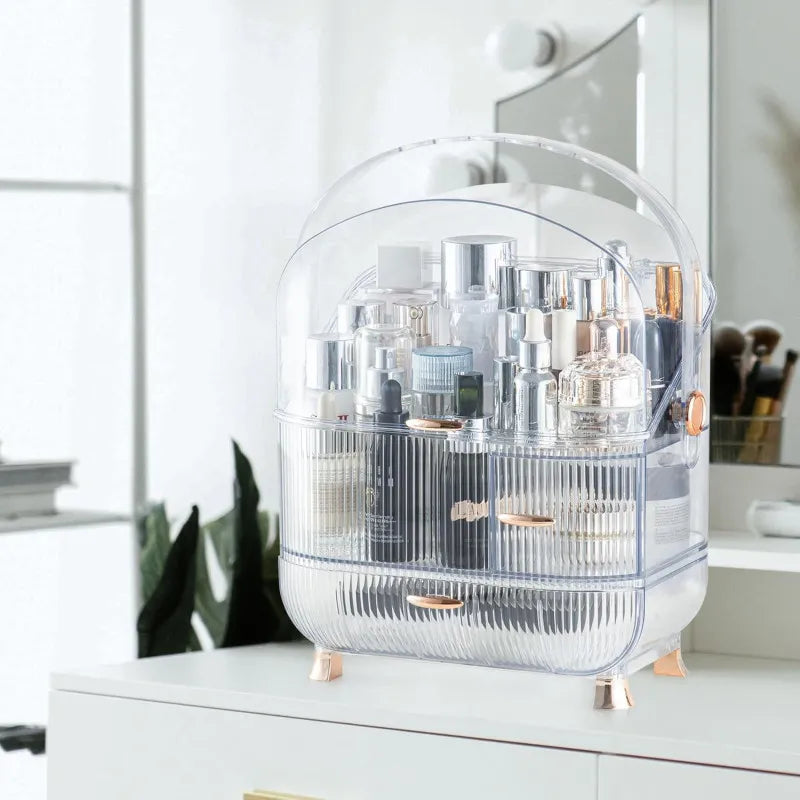 Makeup Organizer for Vanity, 3-layer Cosmetic Storage Box Cosmia