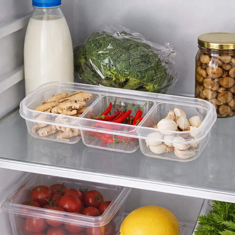 3 Compartment Storage Box with Soft Seal Lids Cosmia.pk