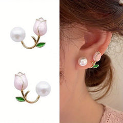 Korean Tulip Pearl Earrings Cosmia