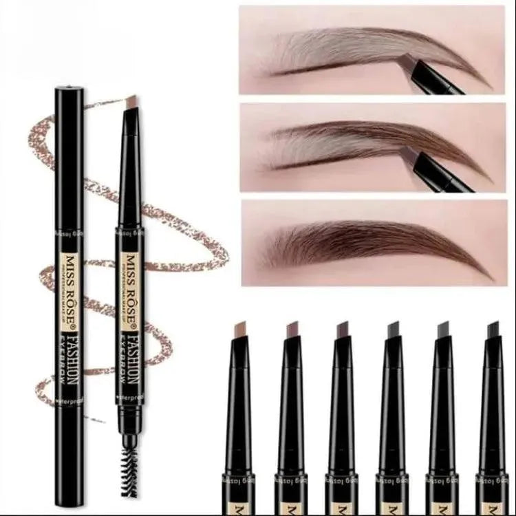 Miss Rose Double Head Long Lasting Waterproof Eye Brow Pencil & Brush - 2 - in - 1 Miss Rose