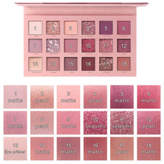 Miss Rose Matte Shimmer Pigmented Eyeshadow Palette - 18 Color Miss Rose