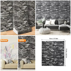 70cm x 77cm - Grey Brick Wallpaper Peel and Stick Wallpaper Cosmia.pk