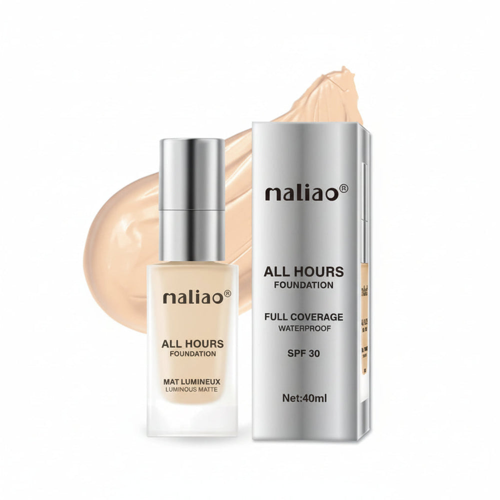 Maliao All Hours Foundation Mat Lumineux Full Coverage Waterproof SPF30 - 40ml Maliao