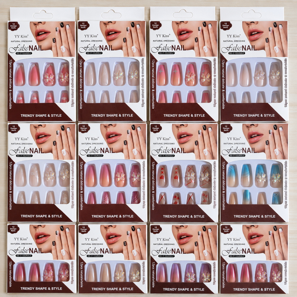 YY Kiss Luxury False Nail – 12Pcs Trendy Press On Nails YY Kiss
