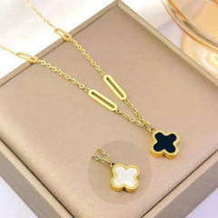 Stainless Steel Clover Double Side Chain Locket – Each Cosmia