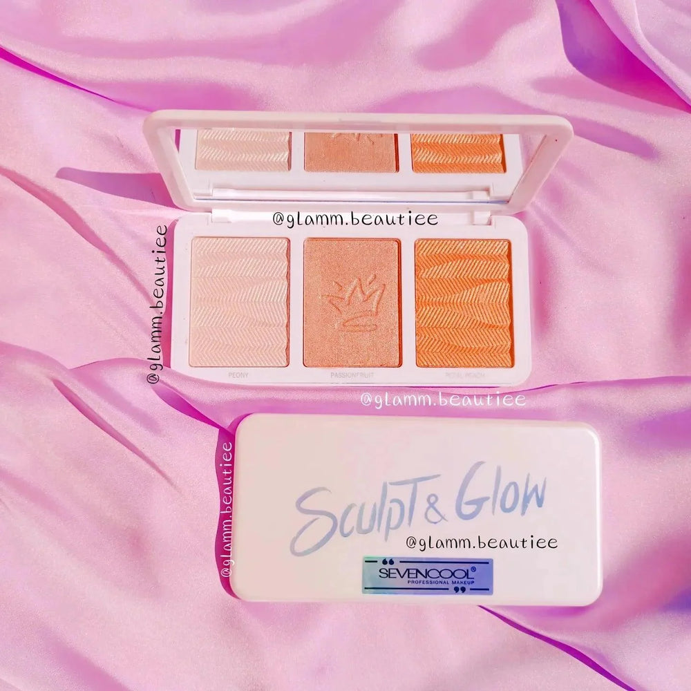 3 Color Cute Sculpt and Glow Highlighter Palette Sculpt and glow