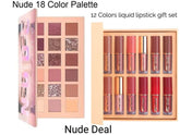 2 In 1 Nude Deal 12 Pcs Matte Lipgloss Set + Nude Palette 18 Colors Cosmia.pk