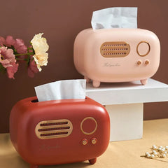 Retro Radio Tissue Box - Vintage Style Desktop Tissue Holder Cosmia.pk