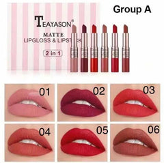 Teyason 2 in 1 Matte Lipgloss Lipstick Set Teayason