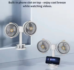 Dual Head Cooling Fan - Adjustable Desktop USB Fan Cosmia.pk