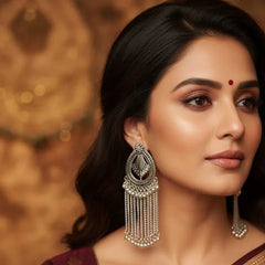 Silver-Plated Oxidized Afghani-Style Jhumka Drop Earrings Cosmia