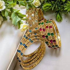 Bangles Set with Shisha Stone - 4Pcs Cosmia