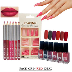 3 In 1 New Makeup Deal Kathleen 6 pcs Lip Liner Pencil +Sunisa 6pcs Cosmia.pk
