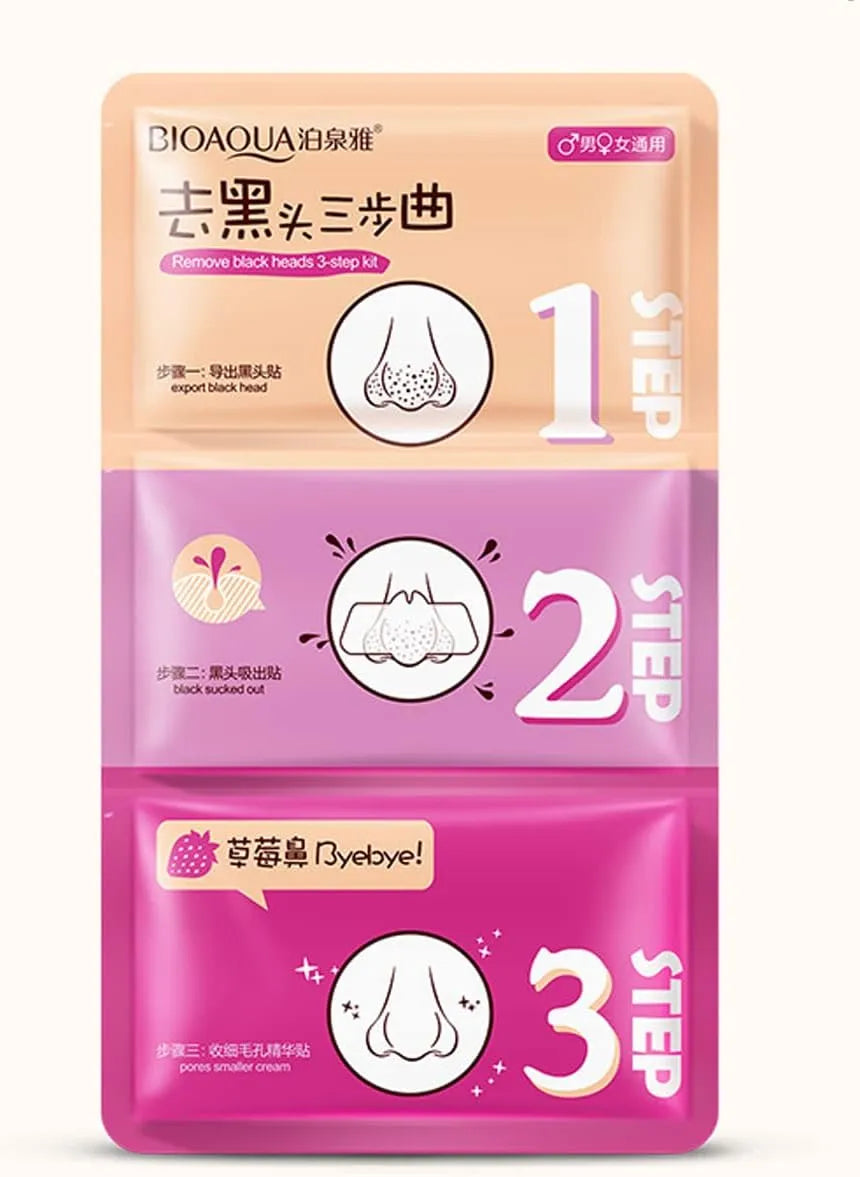 Bioaqua 3 Steps Pig Nose Blackhead Acne Remover Mask Bioaqua