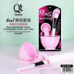 6 in 1 DIY Facial Beauty Mask Bowl with Stick Brush Set (Set of 6) Quetee