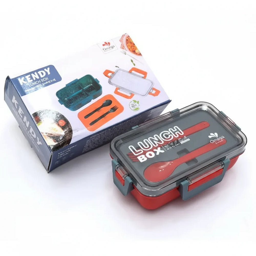 Kendy Portable Rectangle Lunch Box With Spoon And Fork Kendy