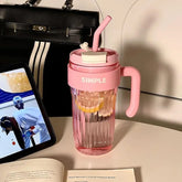 Large Capacity Water Cup with Glass straw Simple Transparent Cup Cosmia.pk