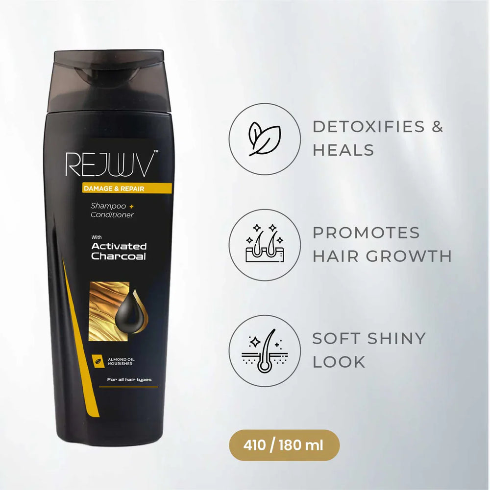 Rejuuv Restore & Repair Shampoo with Activated Charcoal – 180ml rejuuv