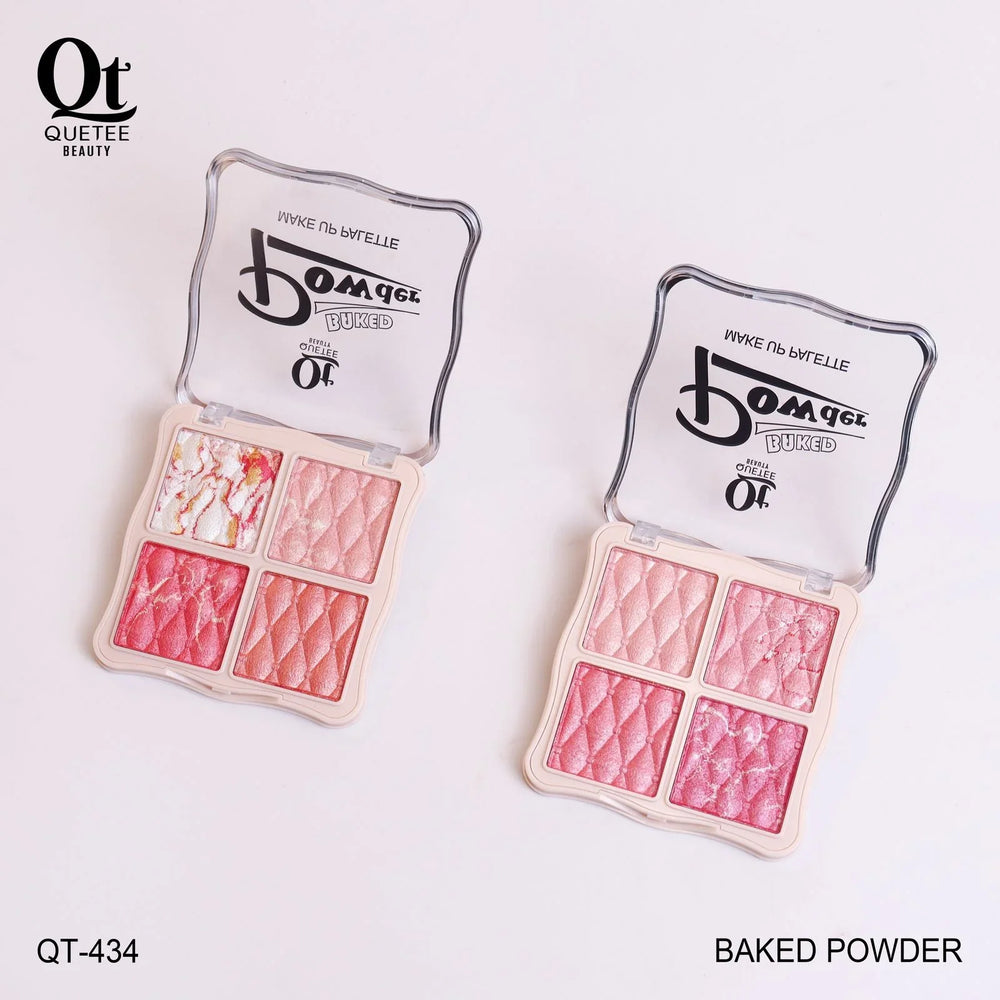 Quetee Beauty Baked Powder 4 Colors Highlighter Palette Quetee