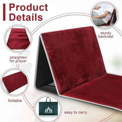 Turkish Style Foldable Prayer Rug With Back Support – Soft Padded Cosmia.pk