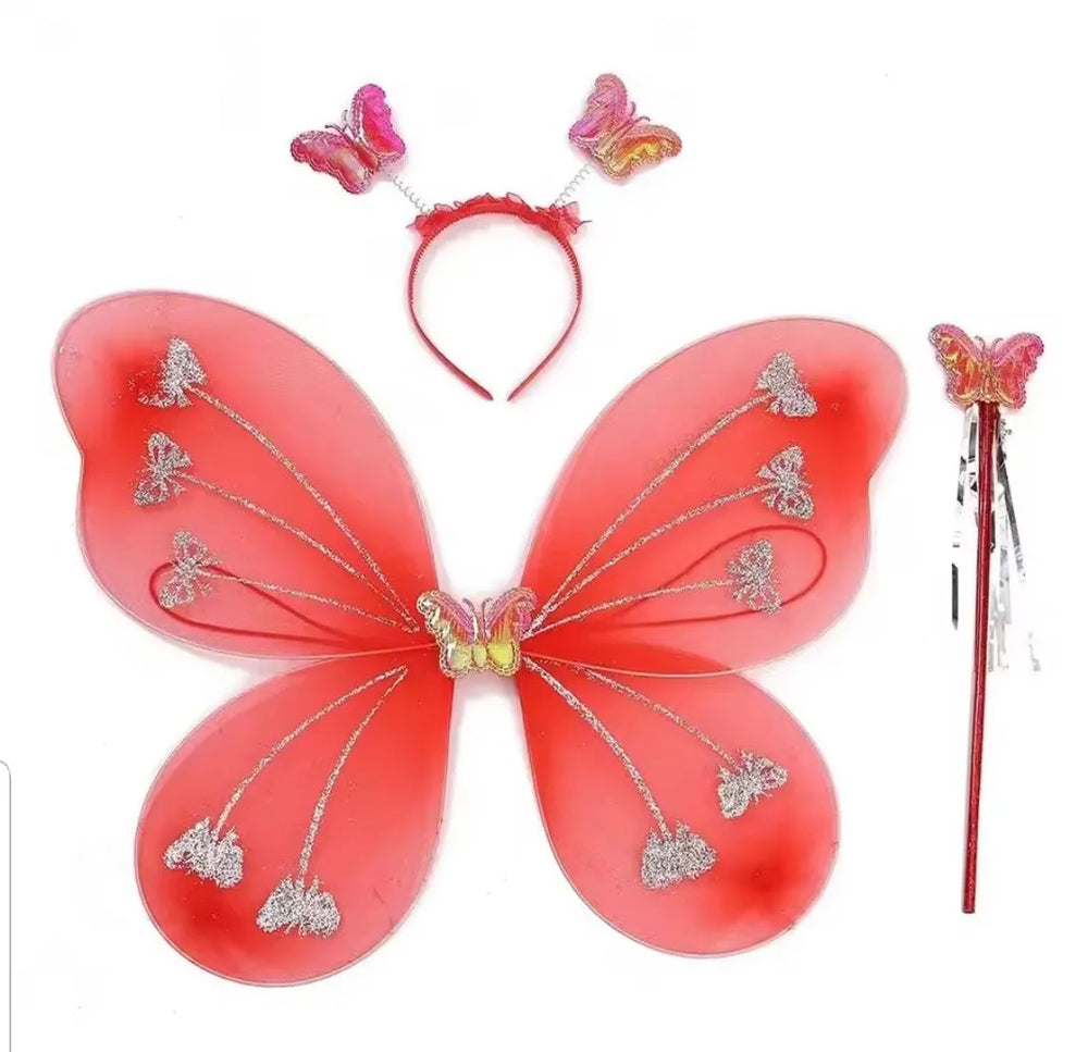 Kids Butterfly Headband Wings Party Props with Fairy Wand Glitter Cosmia.pk