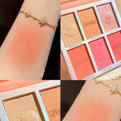 6 Color Hudamoji Bellini Blush + Highlighter Palette Huda Moji