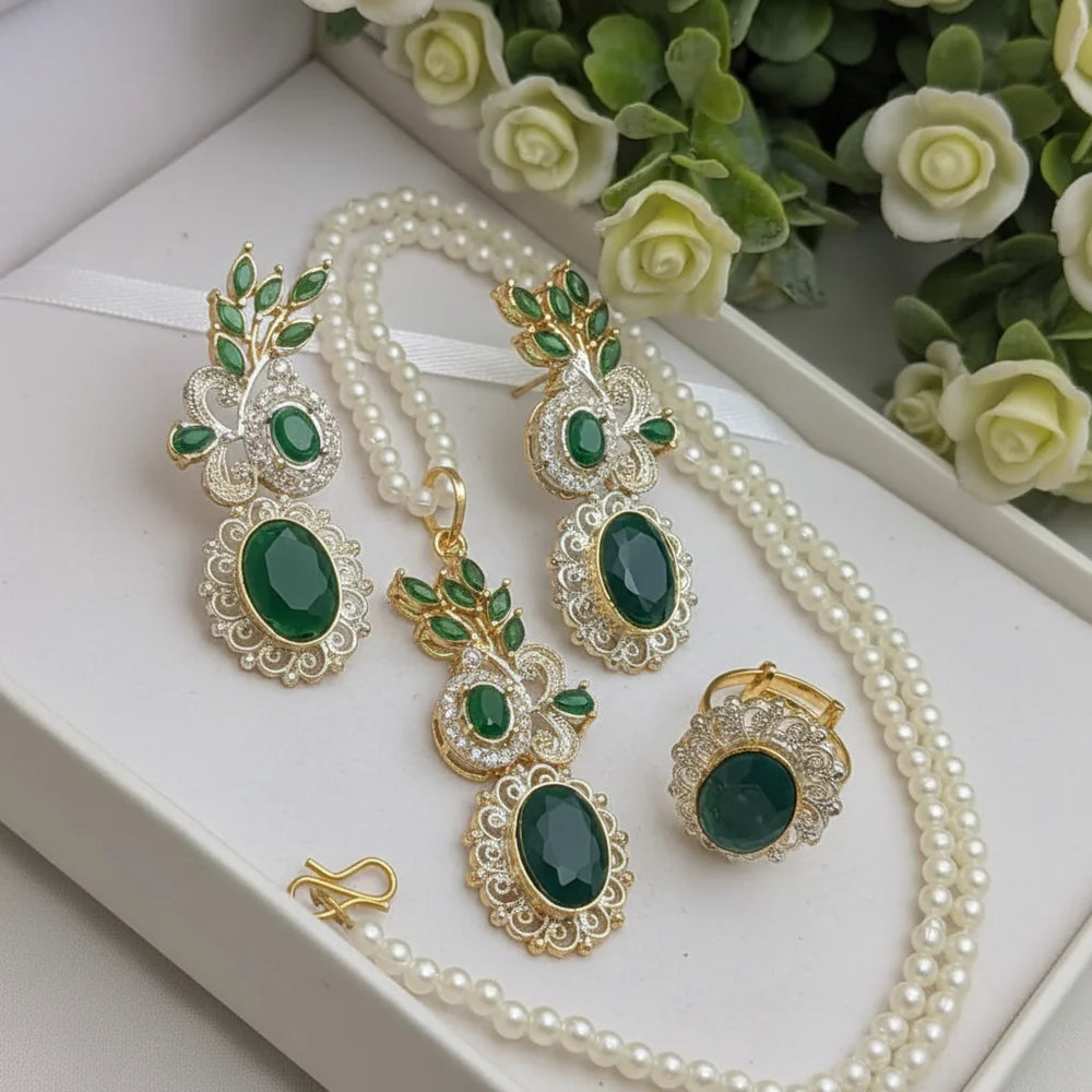 Zircon Combo Party Set – High Quality Oval Shape Jewellery Cosmia.pk