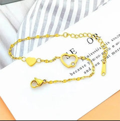 Elegant Gold Heart Charm Bracelet - Each Cosmia.pk